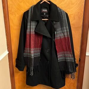 NWT Wool Peacoat Women w/ Scarf Functional Outdoor Gear F.O.G. Size Large